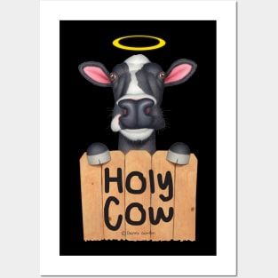 Cute adorable funny cow looking Holy Cow Posters and Art